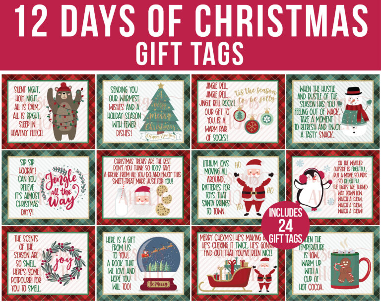 12 Days Of Christmas Tags - 12 Days of Christmas Gift Tags Printable 12 Days of - Etsy UK
