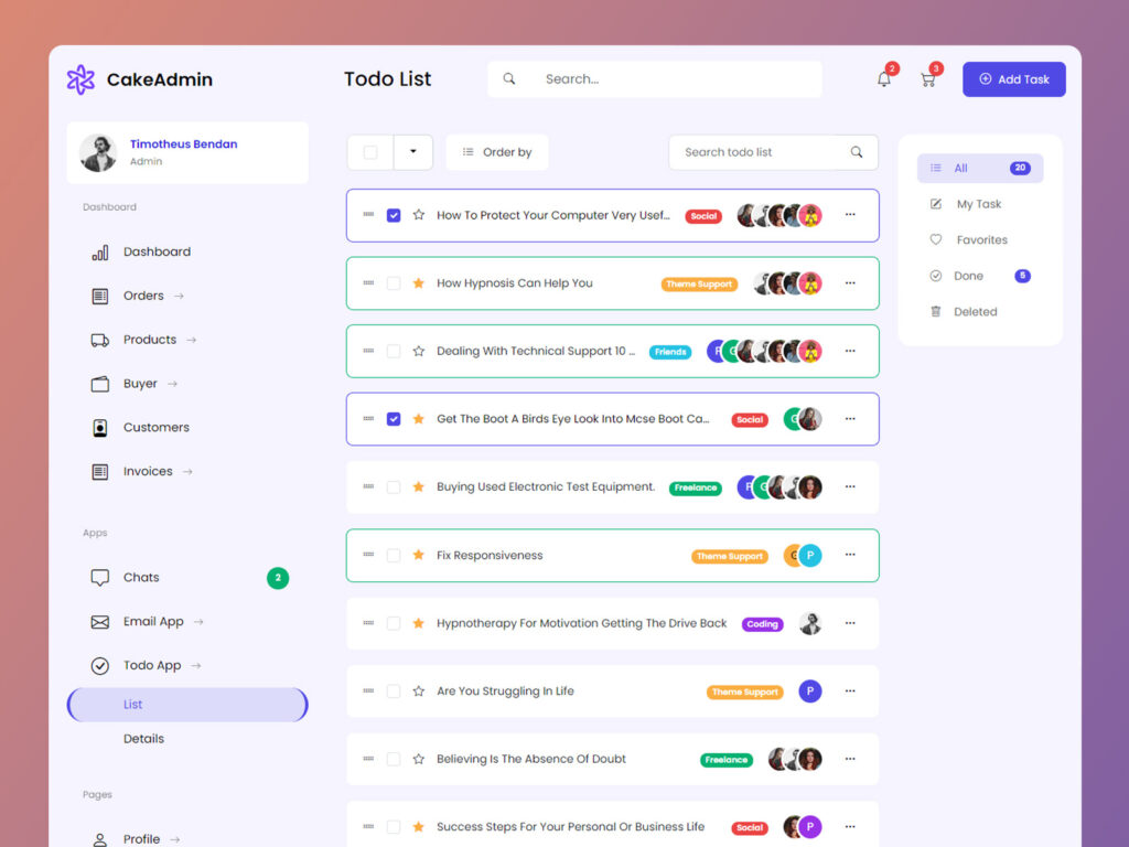 23335096 Todo List App Admin Dashboard Bootstrap Template CakeAdmin 23335096 Todo List App Admin Dashboard Bootstrap Template CakeAdmin