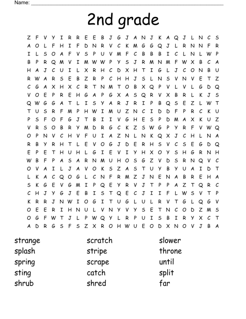 2Nd Grade Word Search Free Printable - Printable Ilunion