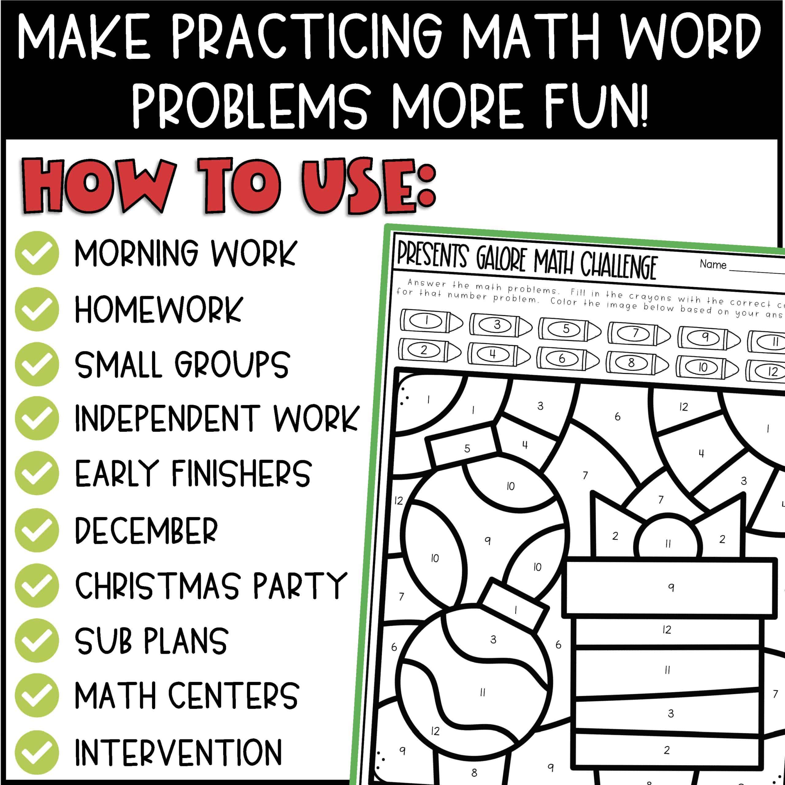 3rd Grade Math Coloring Worksheets - christmas math color by number addition and subtraction word problems within 100