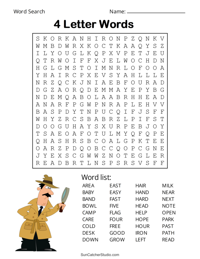 4th Grade Word Search Printable Free – 4 Letter Words Engaging 4th Grade Word Search Printable Free featuring 4 letter words for kids to enjoy