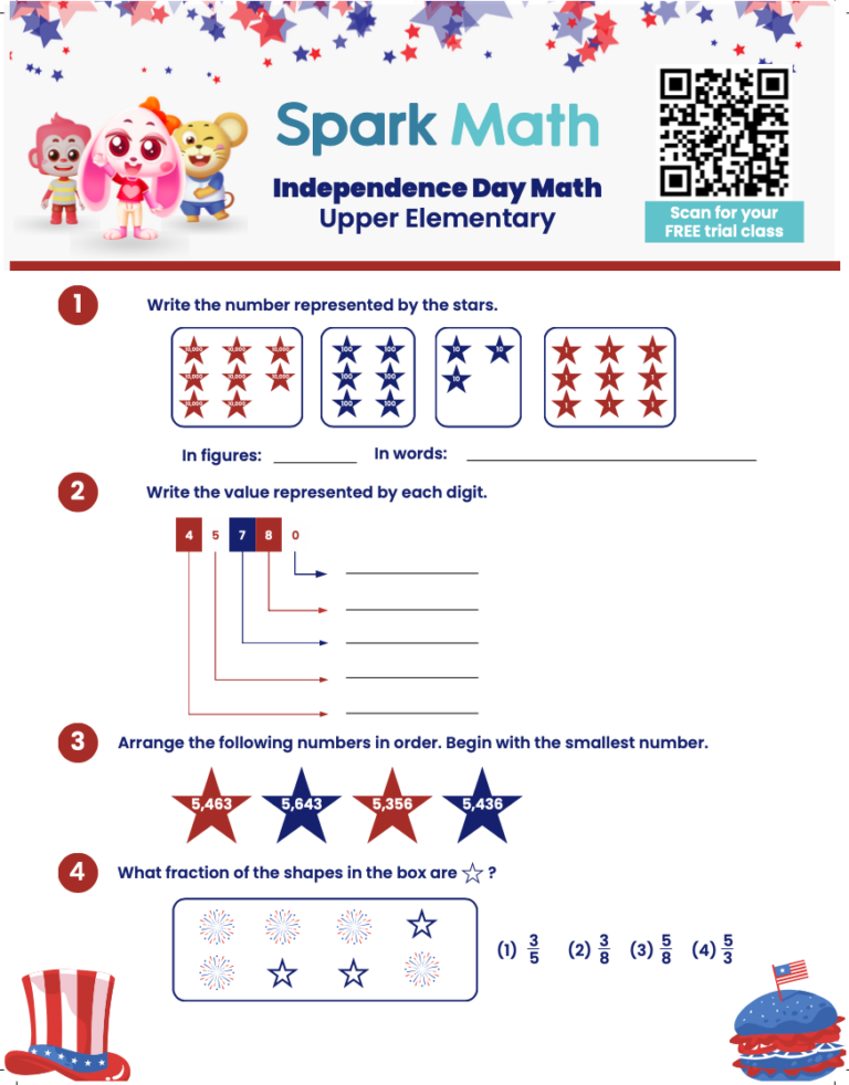 Fun 4th of July Math Worksheets for Kids