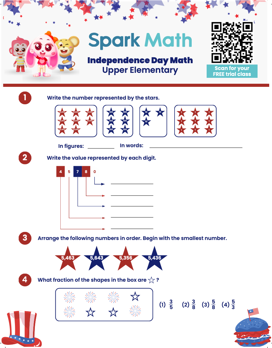Fun 4th of July Math Worksheets for Kids