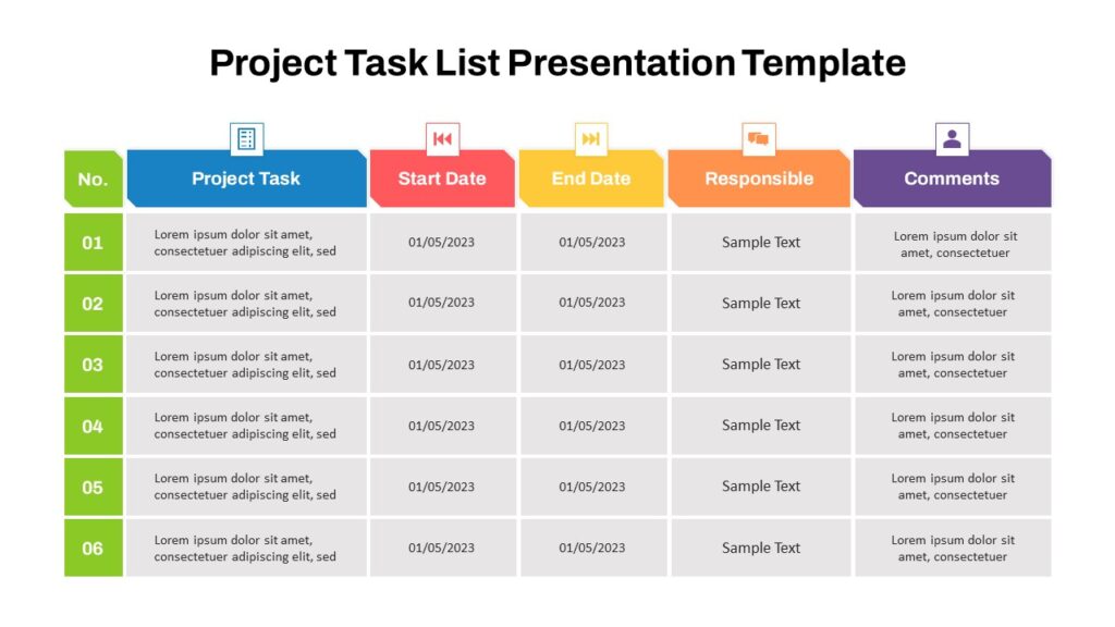 5 project task list templates for powerpoint and google slides