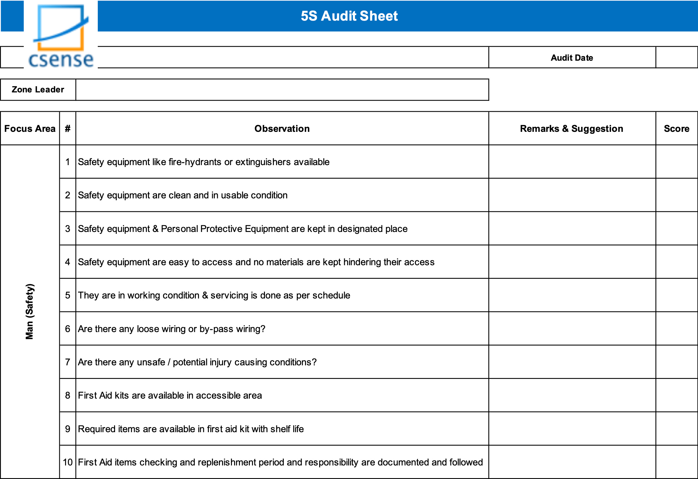 5s Checklist Template Free Download - 5s templates