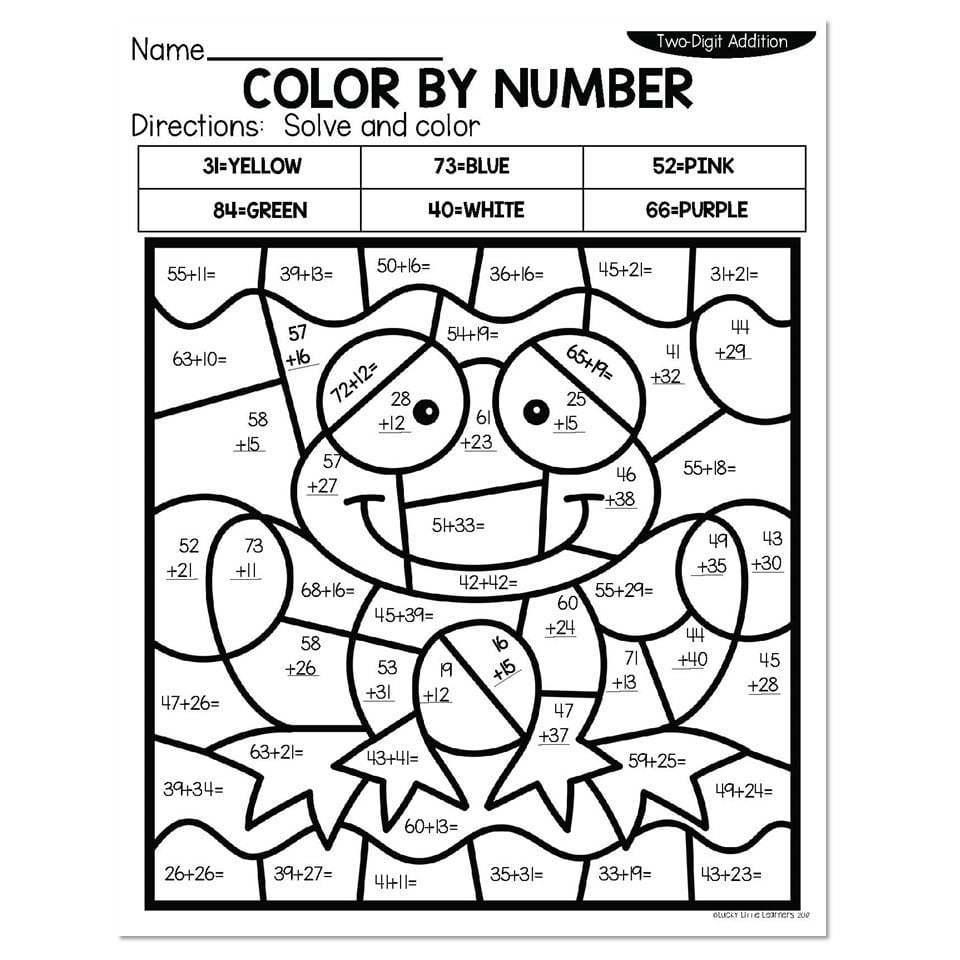 Addition Color By Number 2nd Grade - Free Printable Addition Coloring Worksheets 2nd Grade [2025]