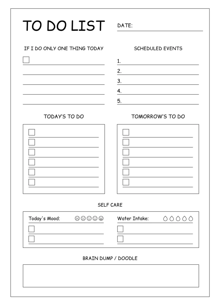 adhd to do list and priority matrix free google docs template