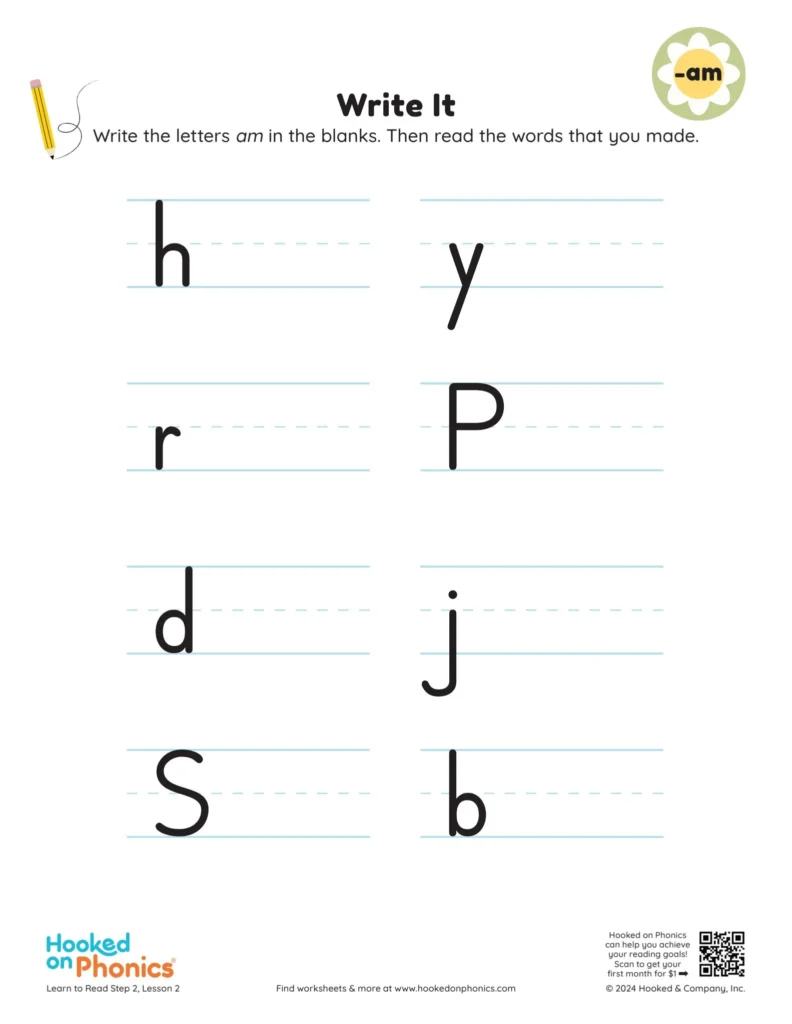 Am And An Word Family Worksheets – Write It Activity Free printable Am And An Word Family Worksheets with a write-it activity for students