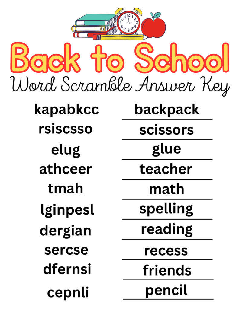 Back To School Word Scramble With Answers – Back to School Word Scramble – Thrifty Mommas Tips Back To School Word Scramble With Answers - Back to School Word Scramble - Thrifty Mommas Tips