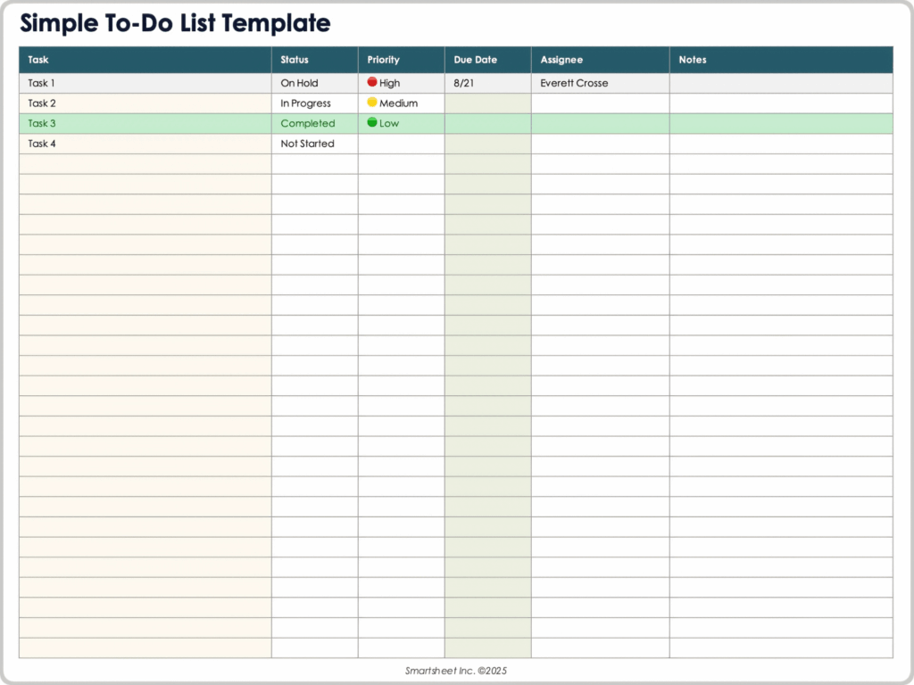 best to do list excel templates