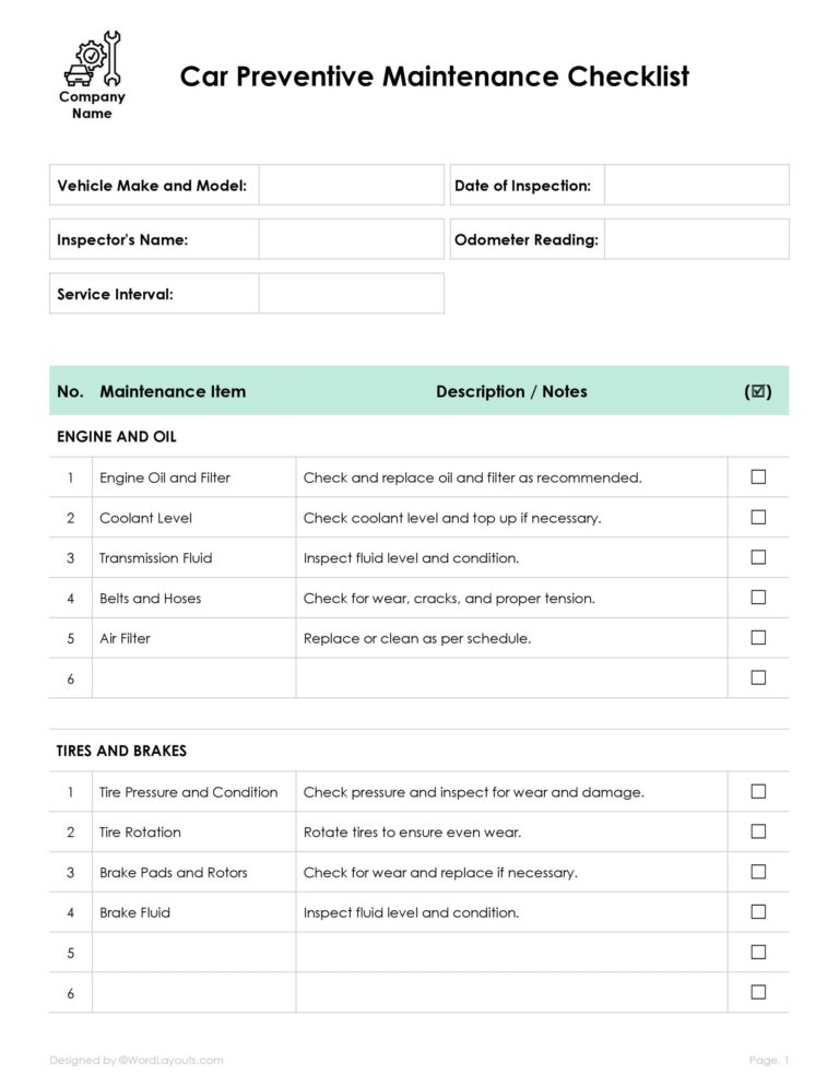 Blank Check Off List Template - checklists