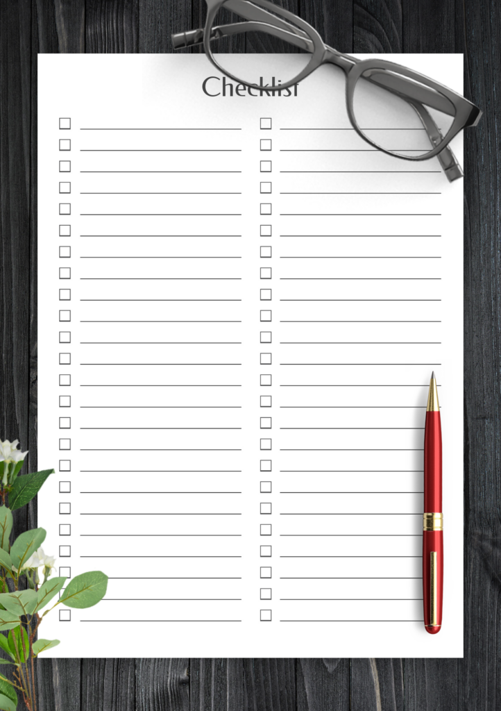 blank checklist blank checklist