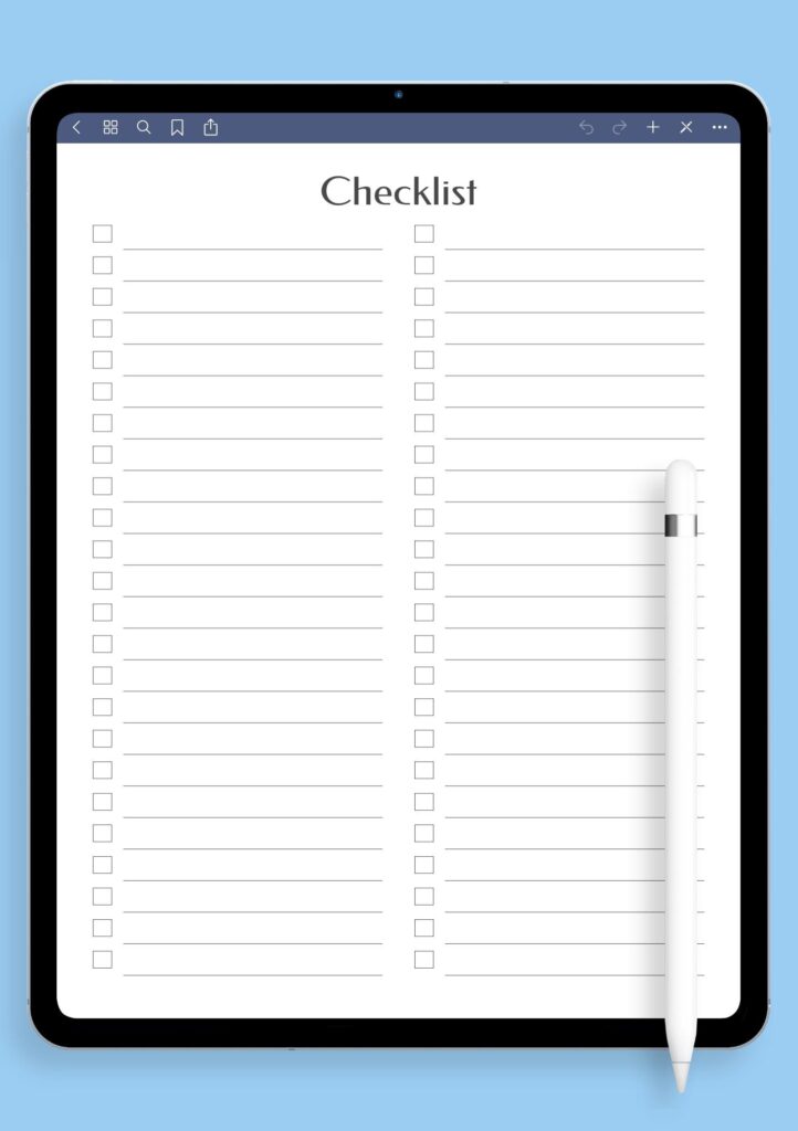 blank checklist