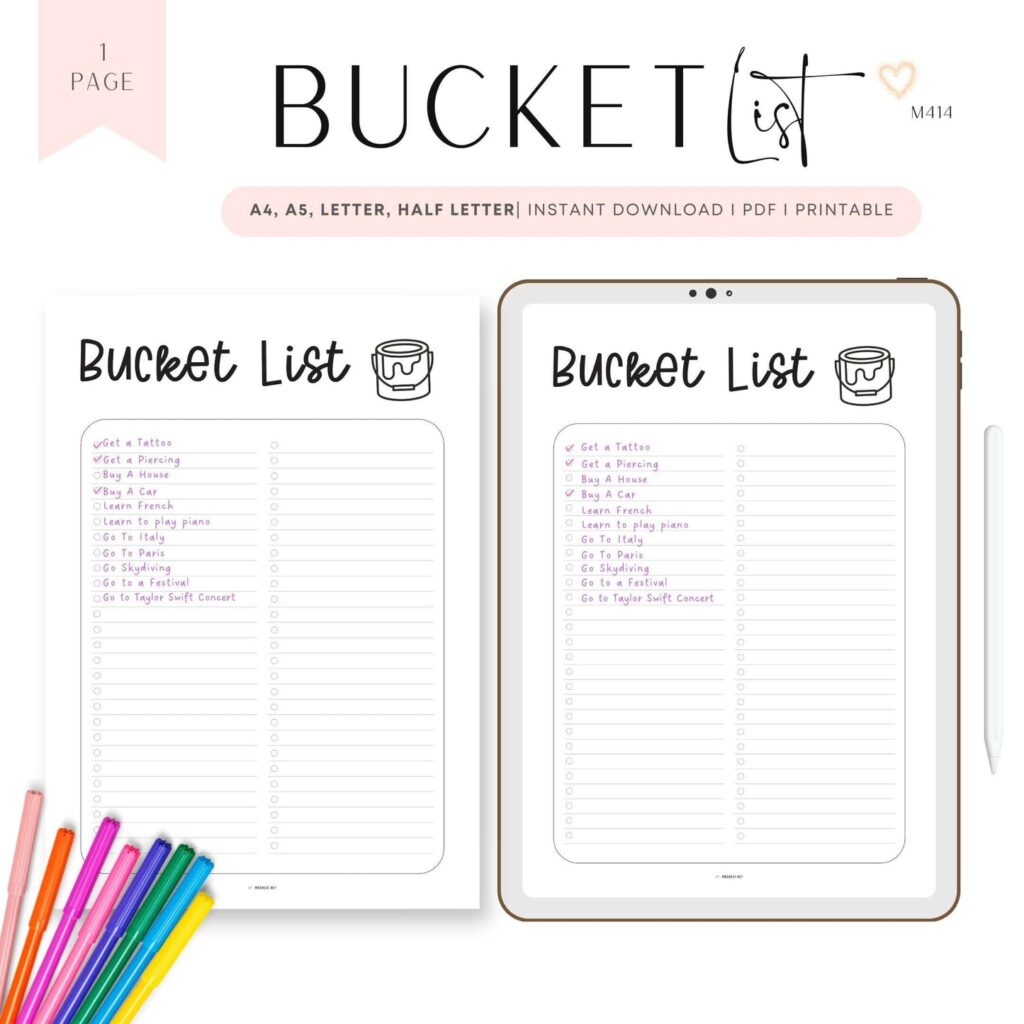bucket list template printable bucket list template printable
