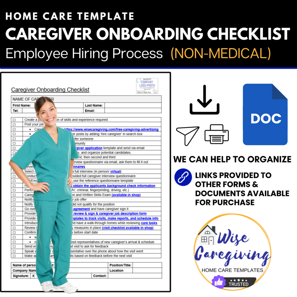 caregiver onboarding checklist template