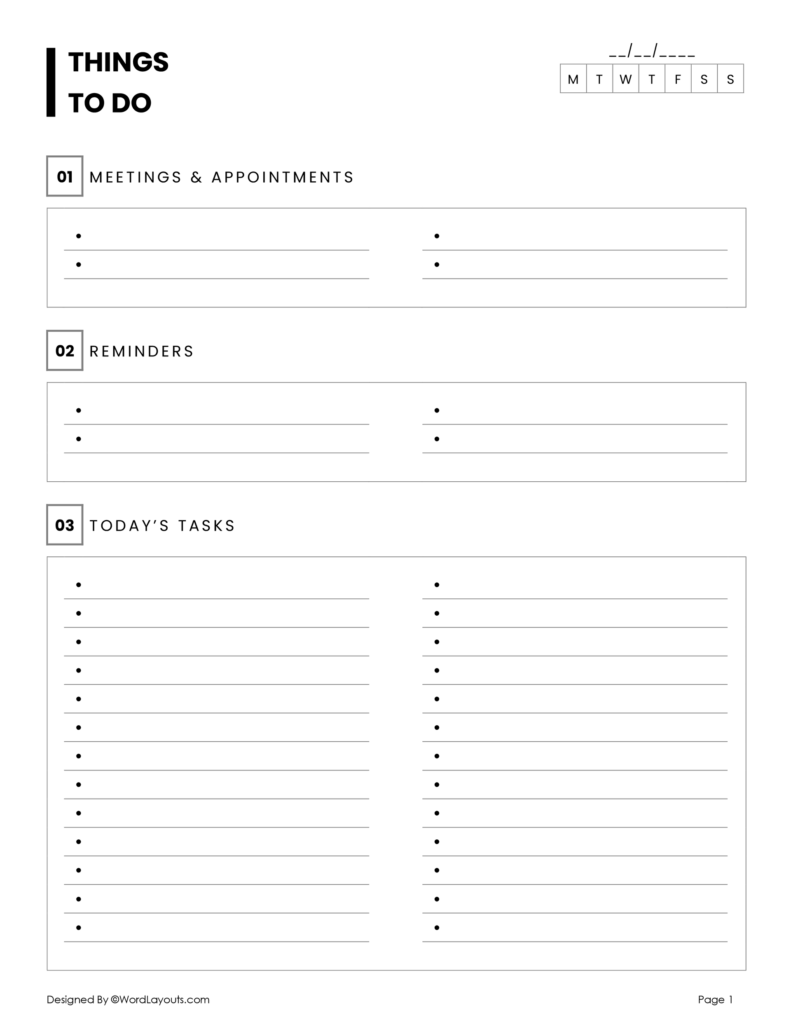 Categorized To Do List Template – to do Categorized To Do List Template - to do