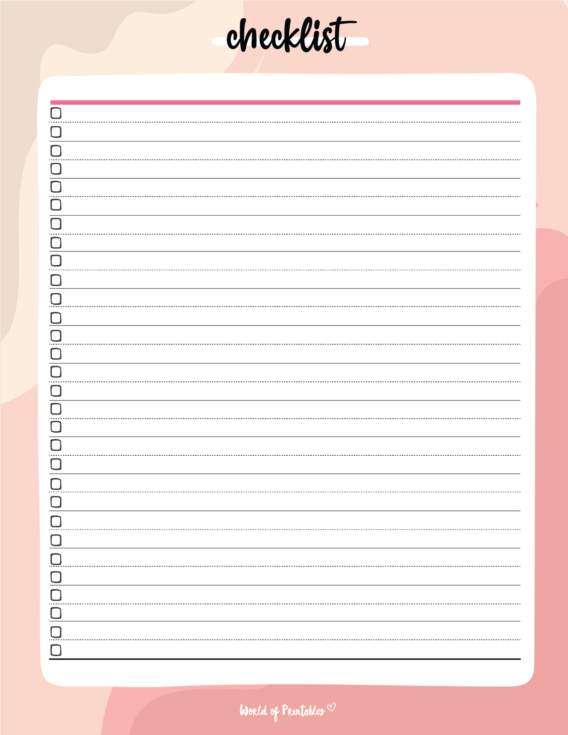 Check Off List Template Card - checklist template