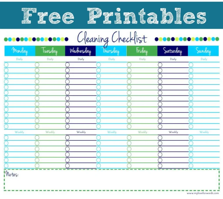 Check Off List Template Free - cleaning checklist printable