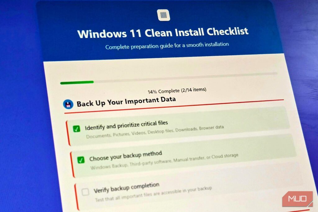 checklist before clean installing windows 11