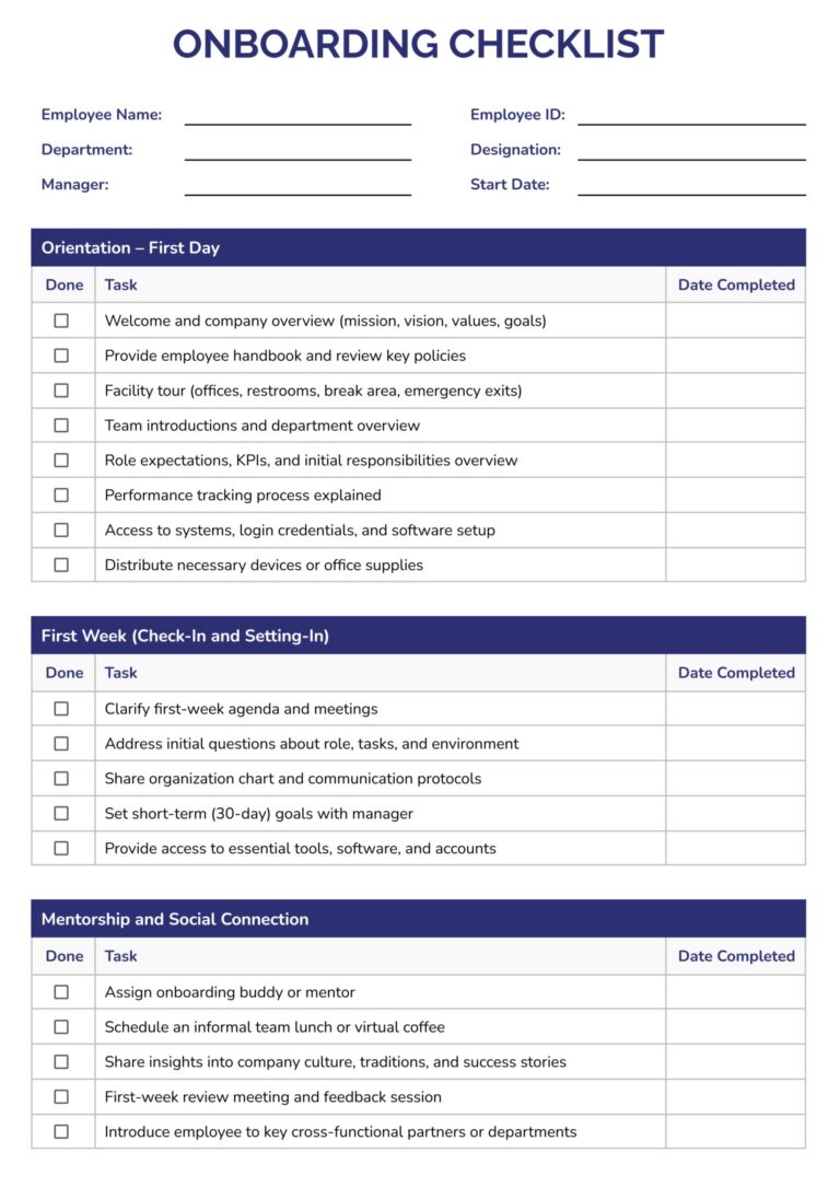 Checklist Easy Templates Sections Editable - onboarding checklist template