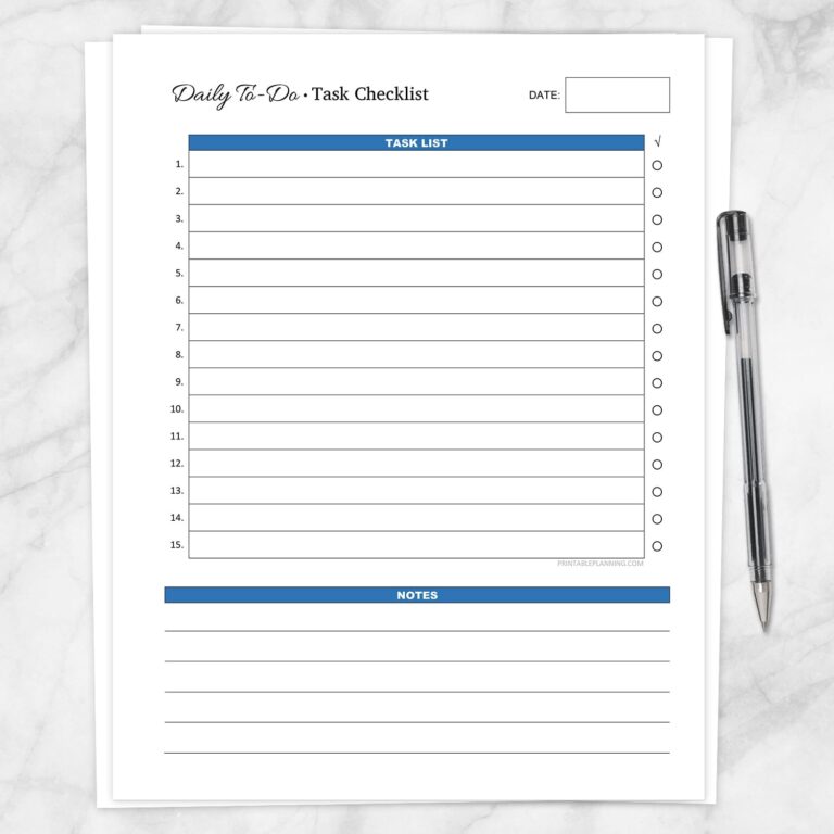 Checklist - Simple To Do List - daily to do list task checklist printable