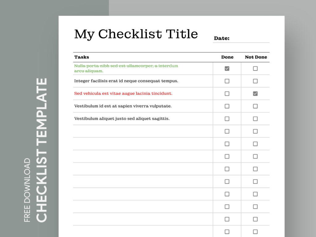 checklist template checklist template