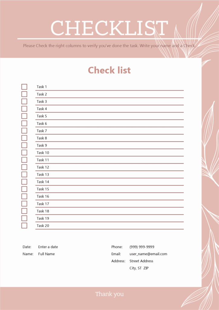 checklist template 9 checklist template 9
