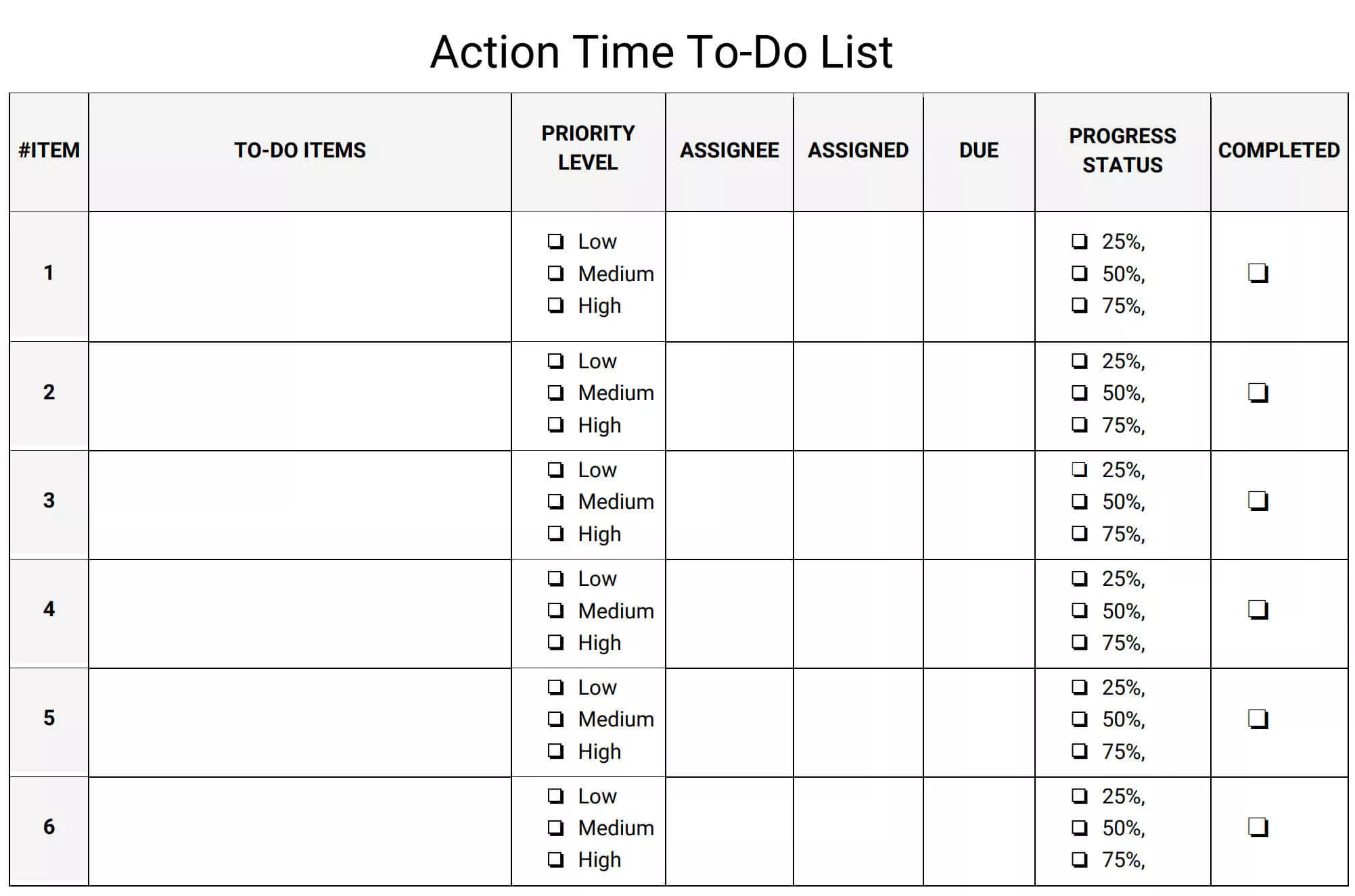 Checklist Template Based On Time - checklist form