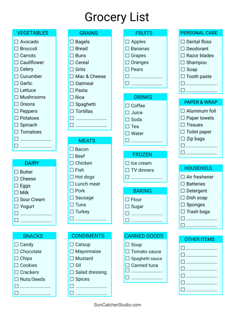 Checklist Template For Mac Pages - grocery list