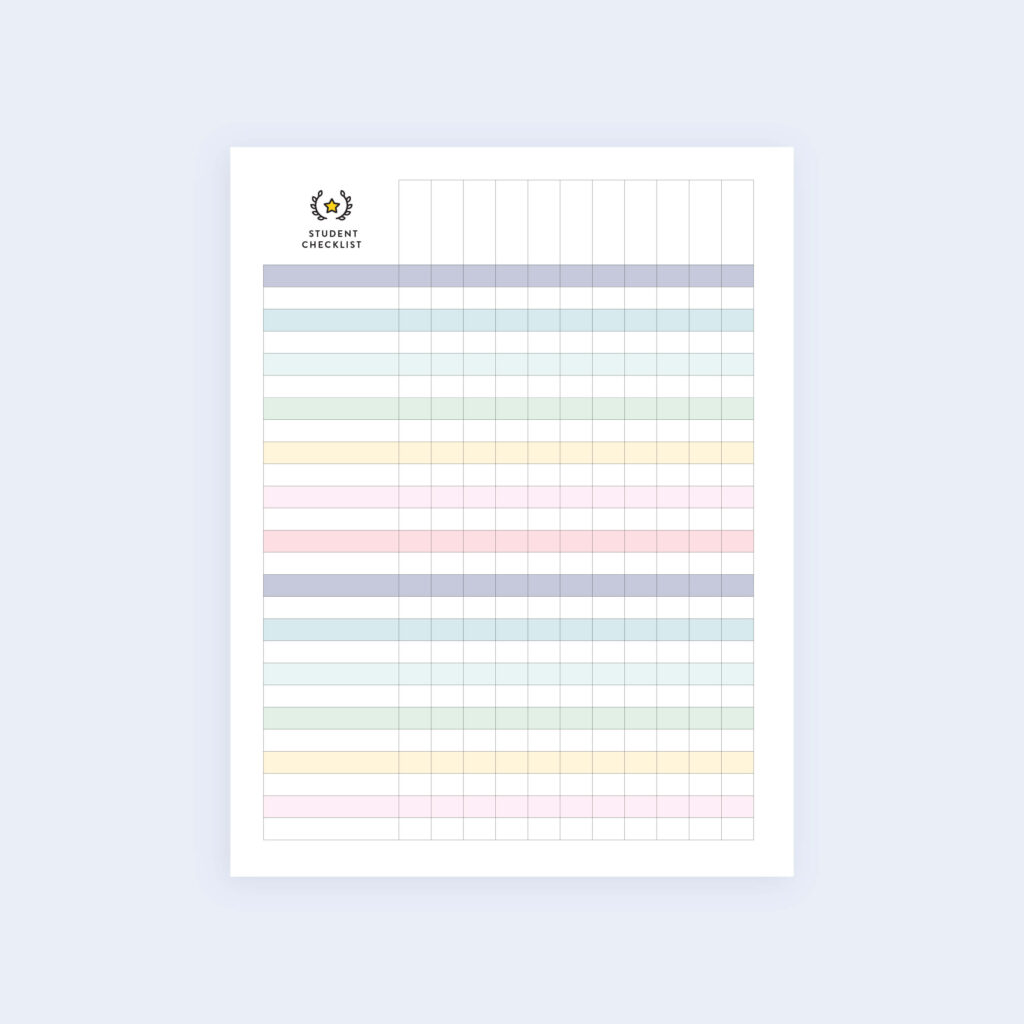 Checklist Template For Students Cute – student checklist printable Checklist Template For Students Cute - student checklist printable