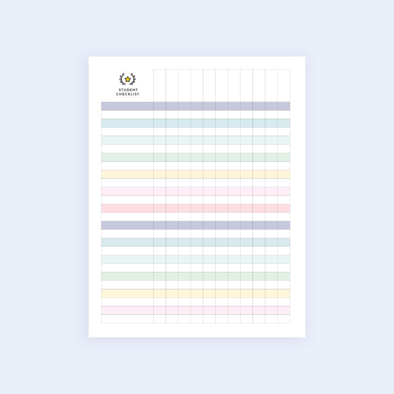 Checklist Template For Students Cute - student checklist printable