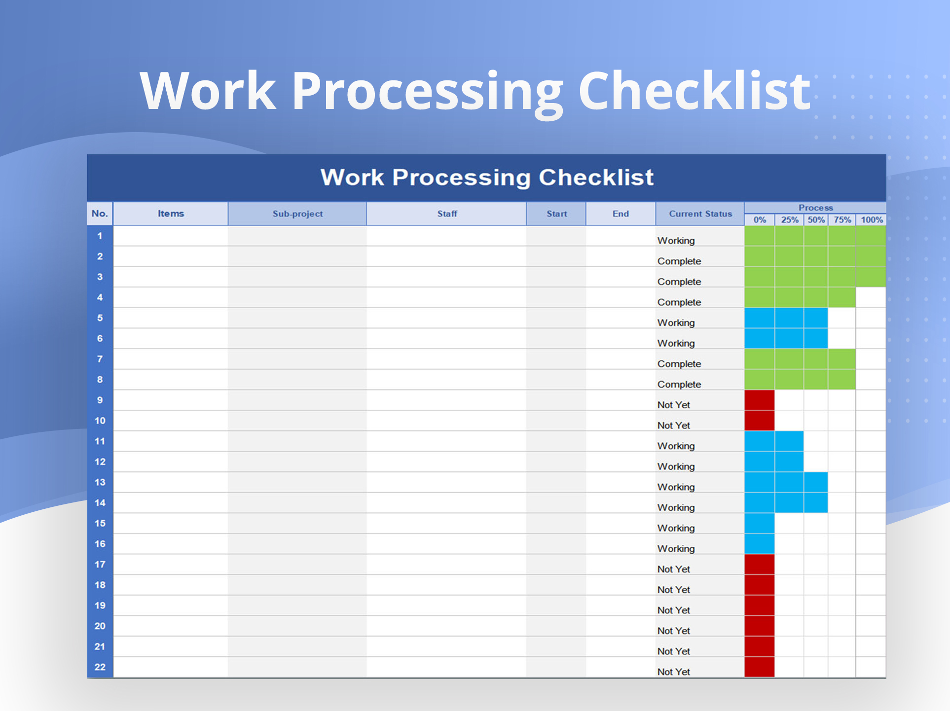 Checklist Template For Work Completion - Work Processing Checklist xls excel an 2869