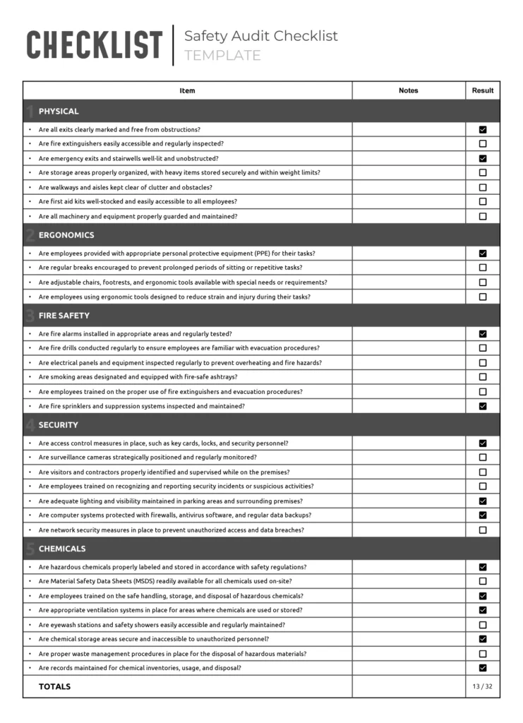 checklist templates