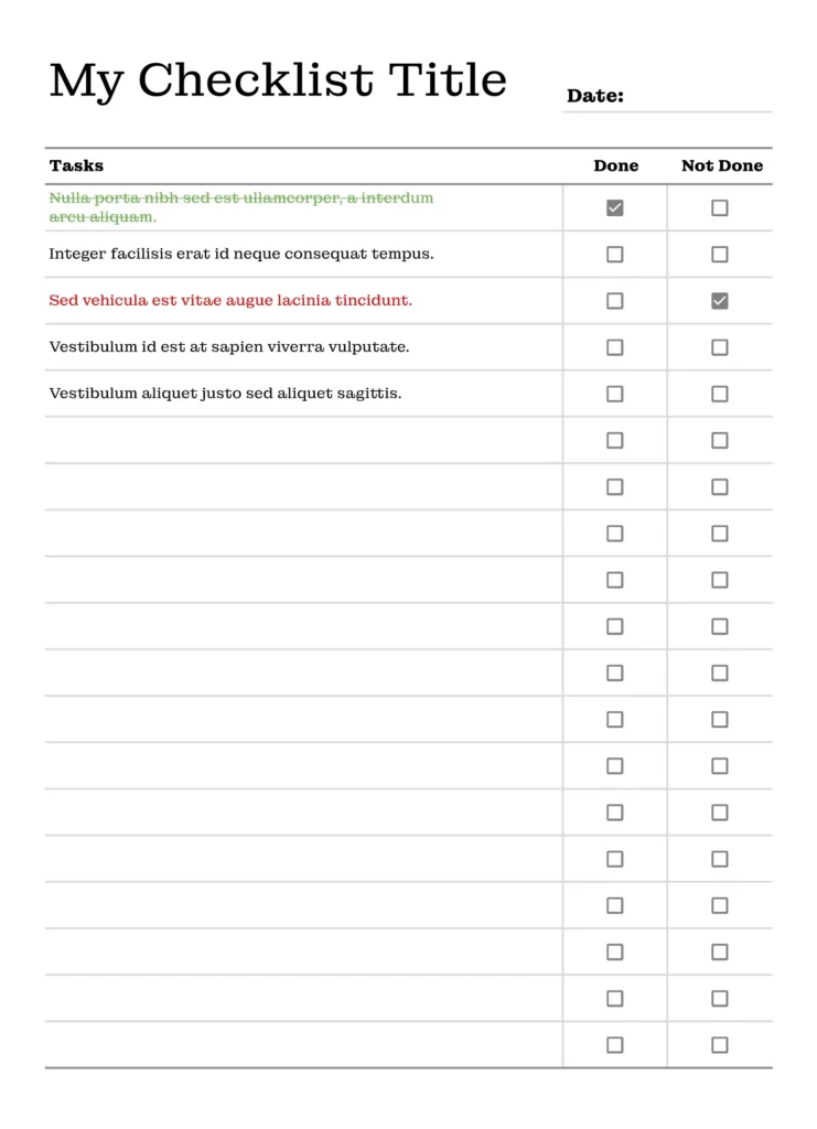 checklist templates