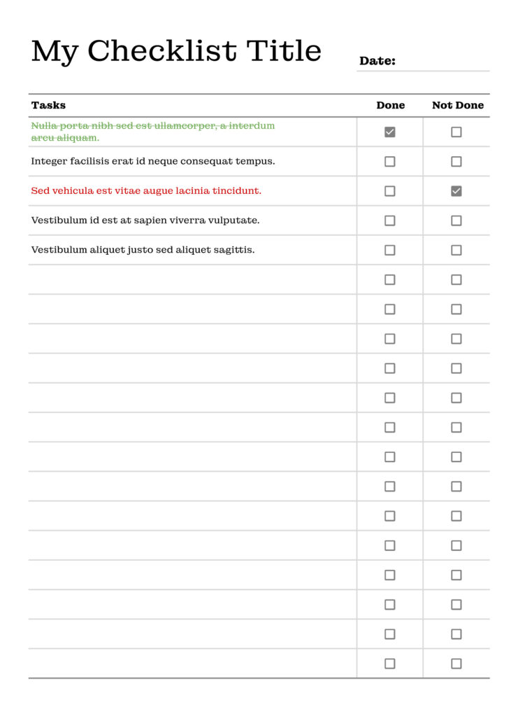 checklist templates