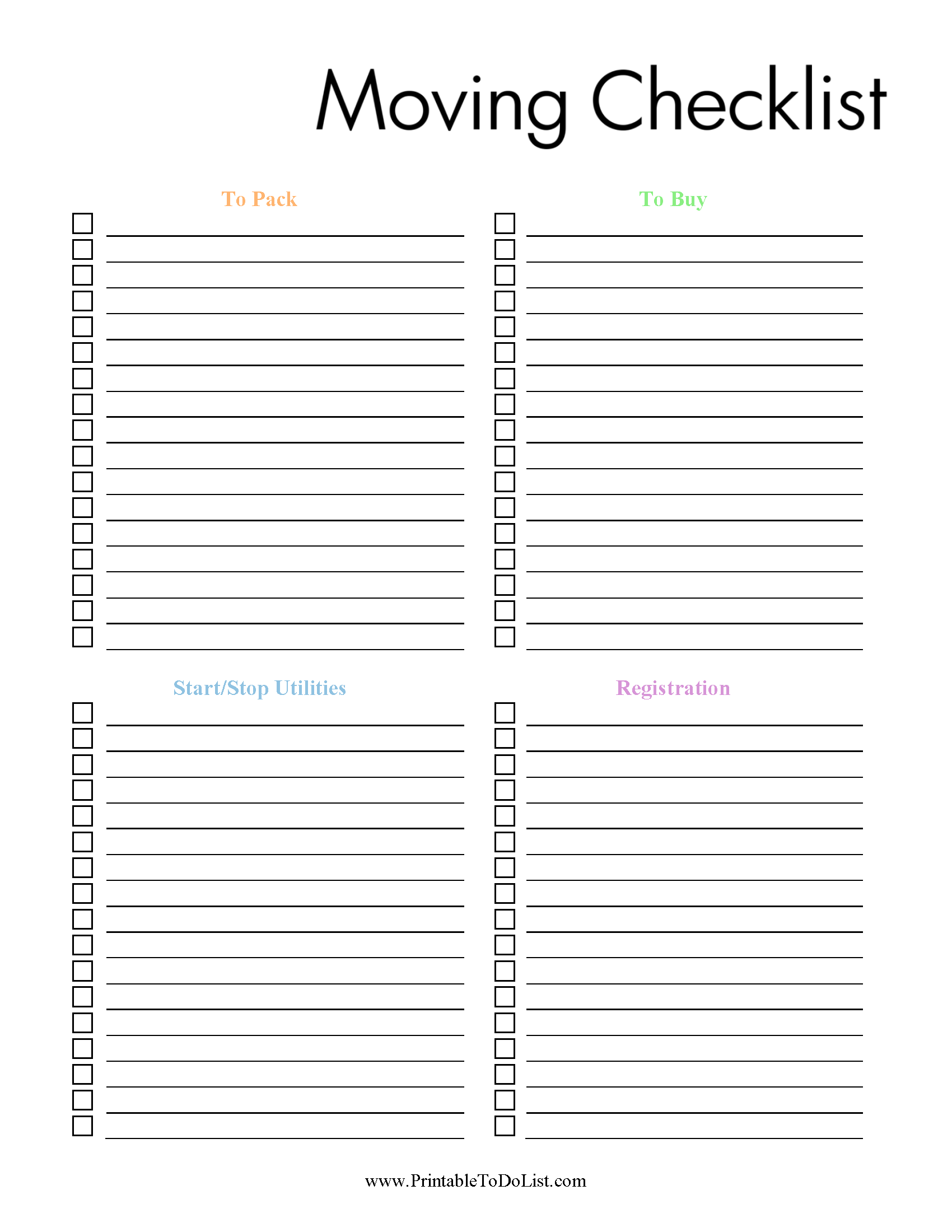 Checklist To Do List Template - moving checklist