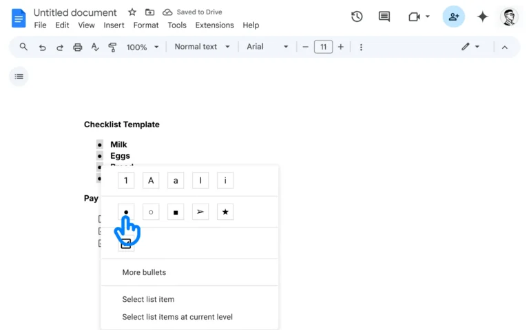 Chek List Template Squares Drive - checklist in google docs