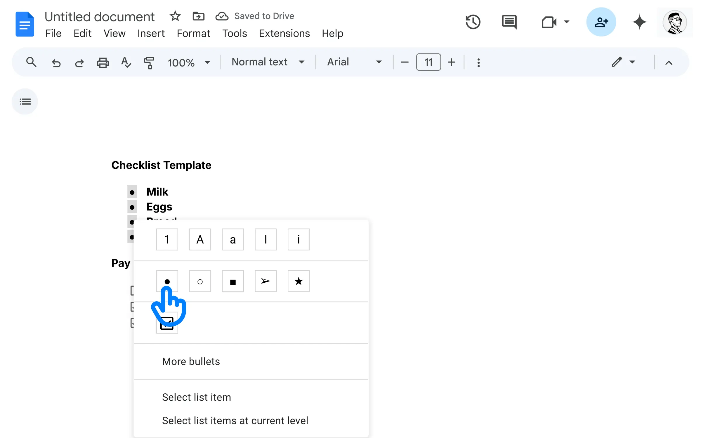 Chek List Template Squares Drive - checklist in google docs