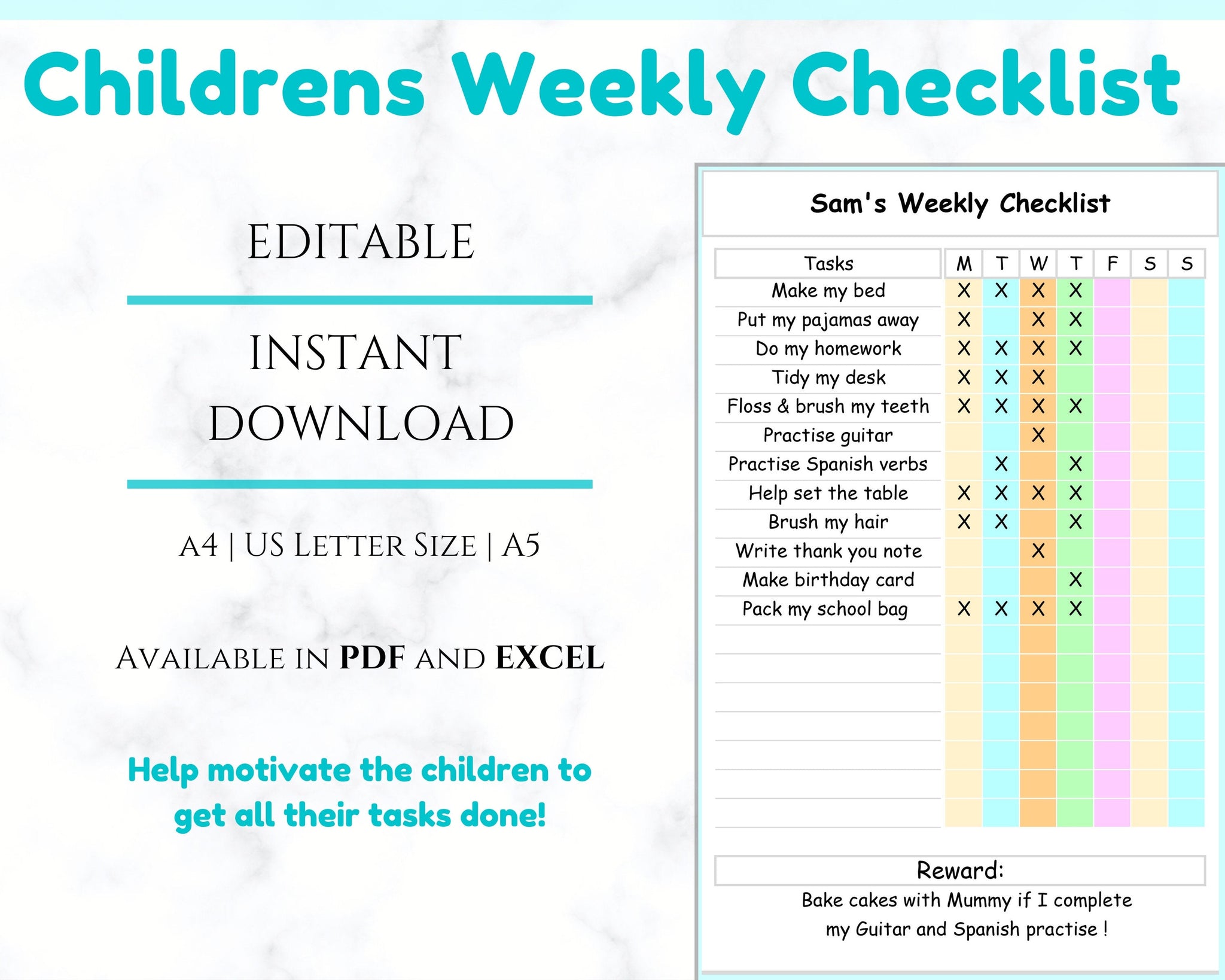 Child To Do List Template - weekly checklist kids colorful