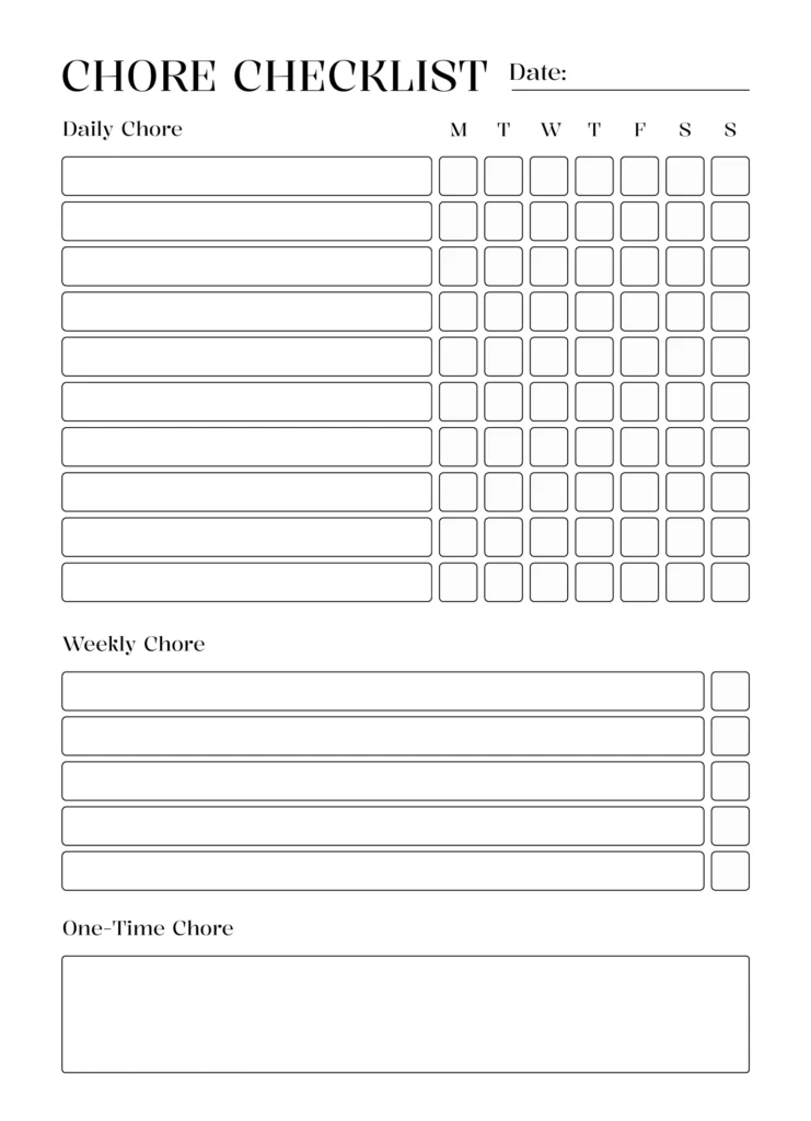 chore checklist free google docs template chore checklist free google docs template