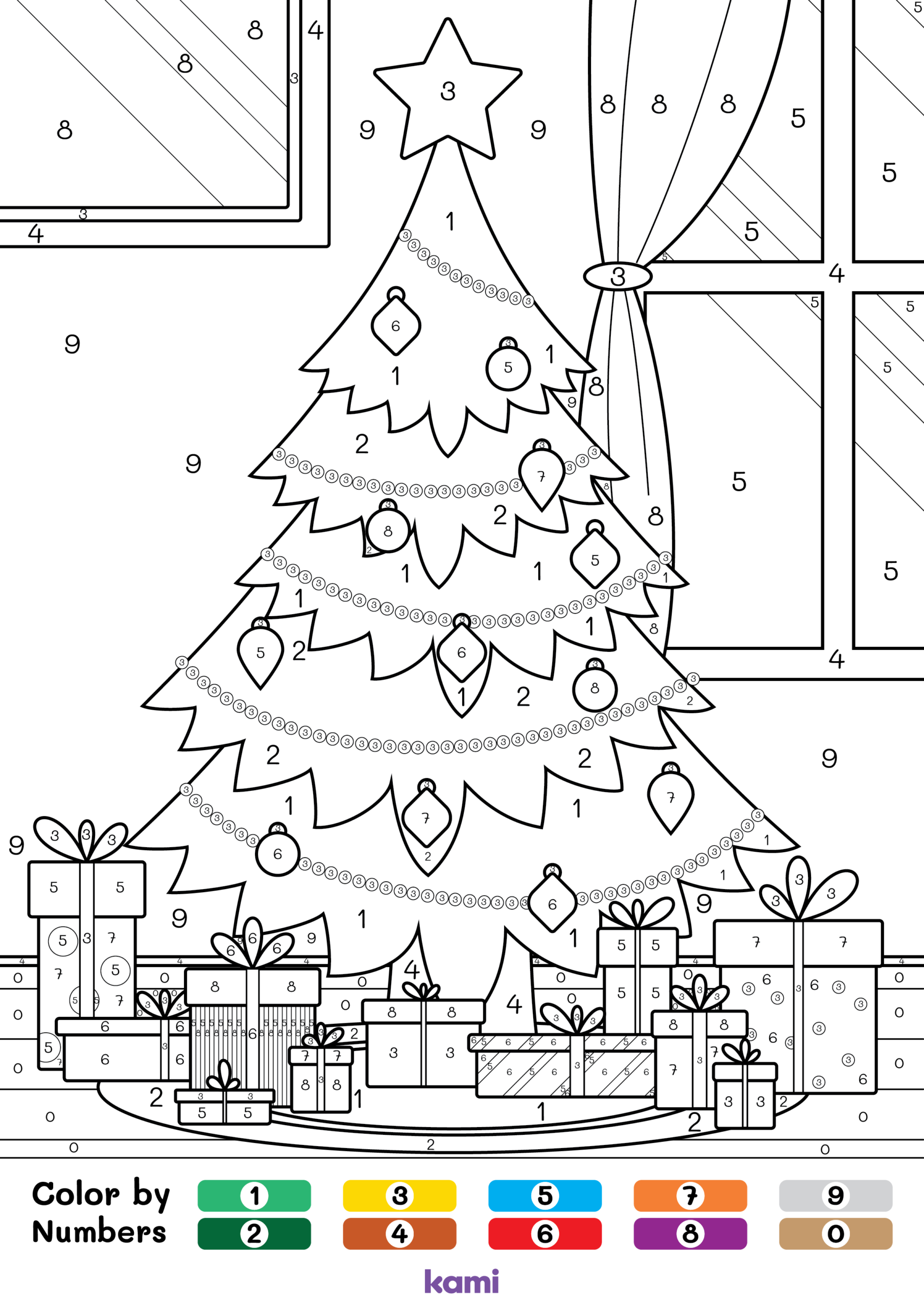 Christmas Tree Color By Number - Color By Number Christmas Tree