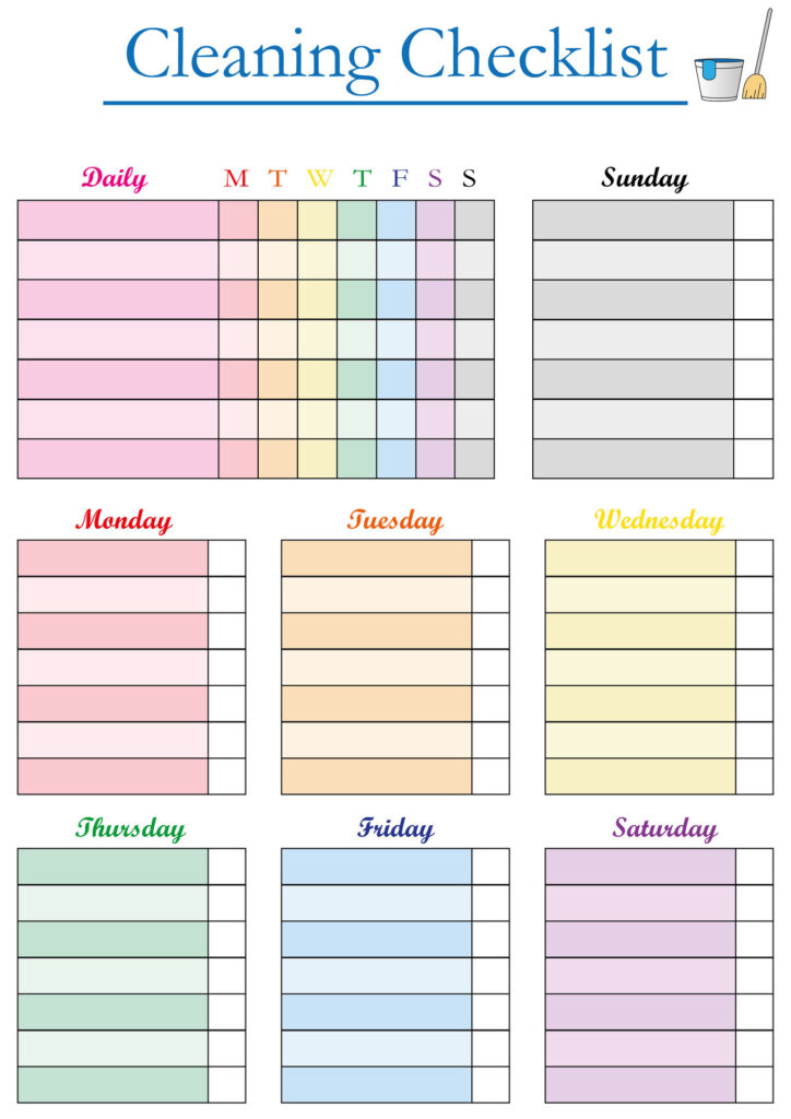 cleaning to do list printable
