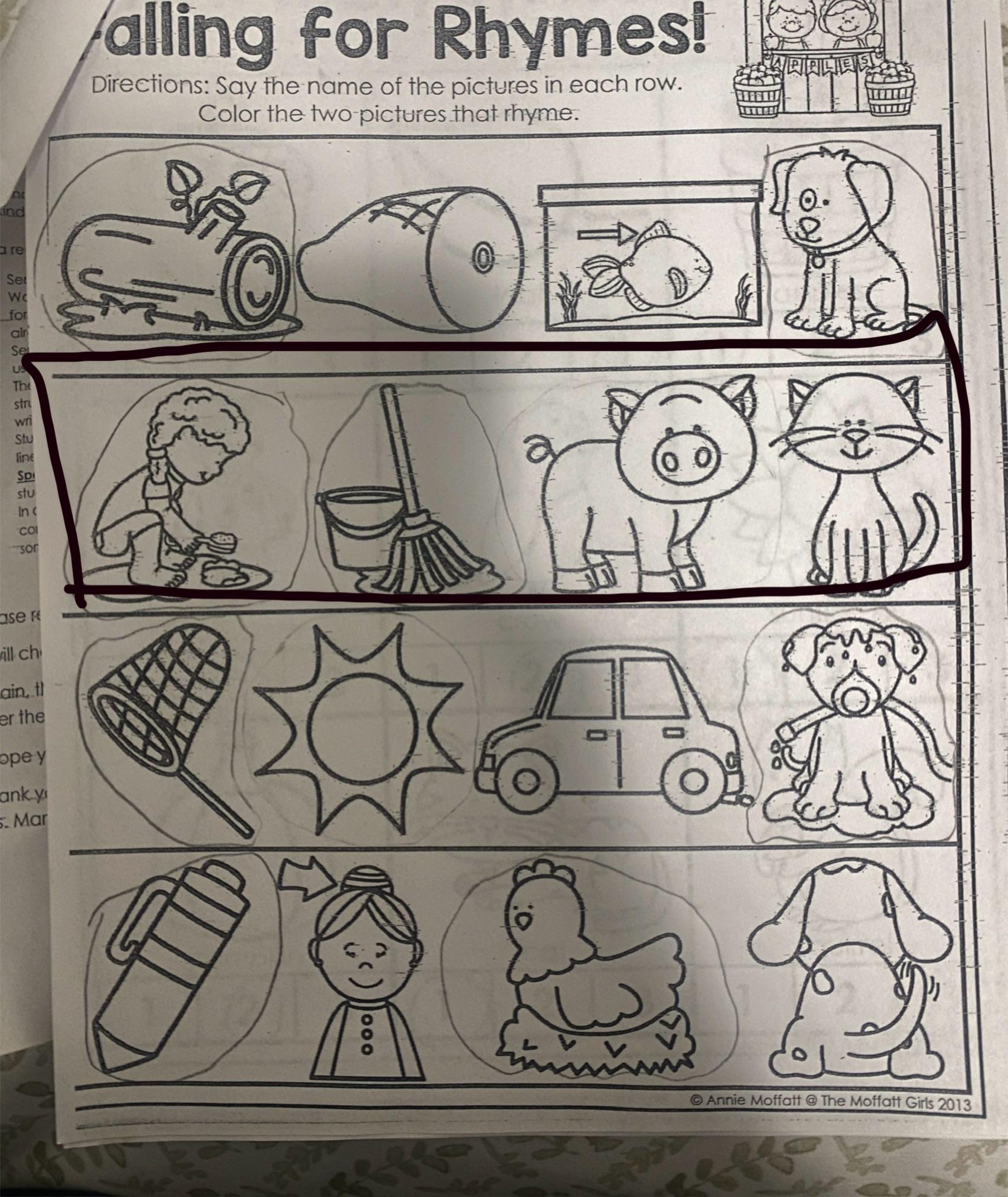 Color The Rhyme Worksheet Answers - Workbook for Kid