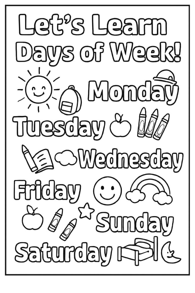 Coloring Pages Days Of The Week - Preschool Days Of The Week Coloring Pages [2025]