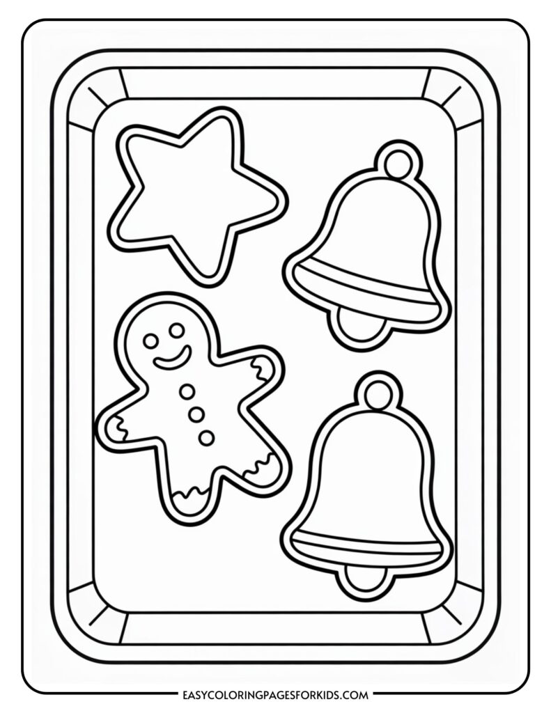 Coloring Pages Of Christmas Cookies – Gingerbread and Holiday Shapes Free printable coloring pages of Christmas cookies featuring a gingerbread man and holiday shapes