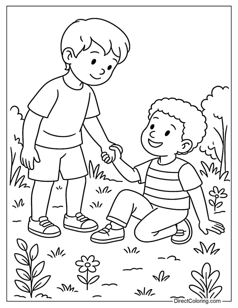 Coloring Pages Of Helping Others - Helping Each Other Coloring Page [2025]