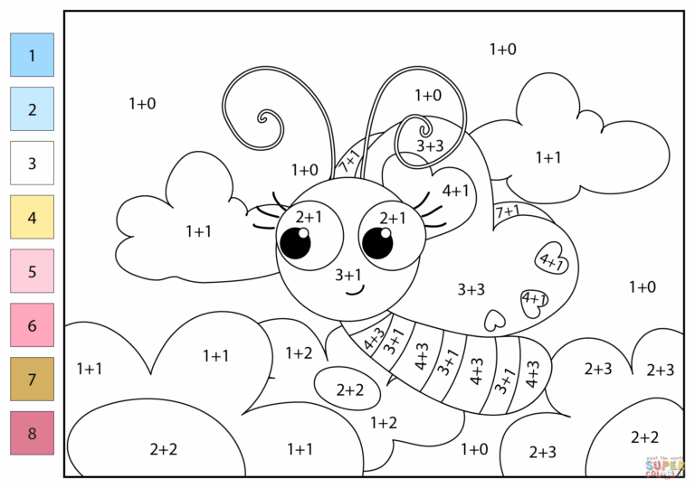 Colour By Number Addition Worksheets - addition color by number