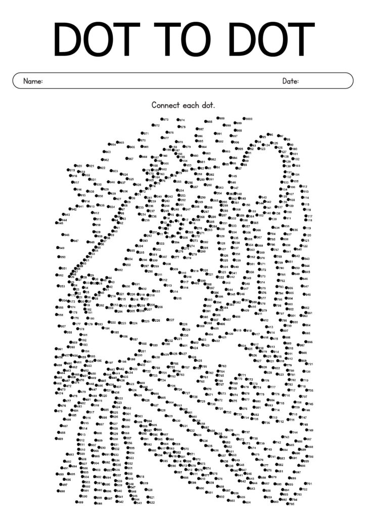 Engaging Complicated Dot To Dot Printables featuring a lion design for kids to connect the dots