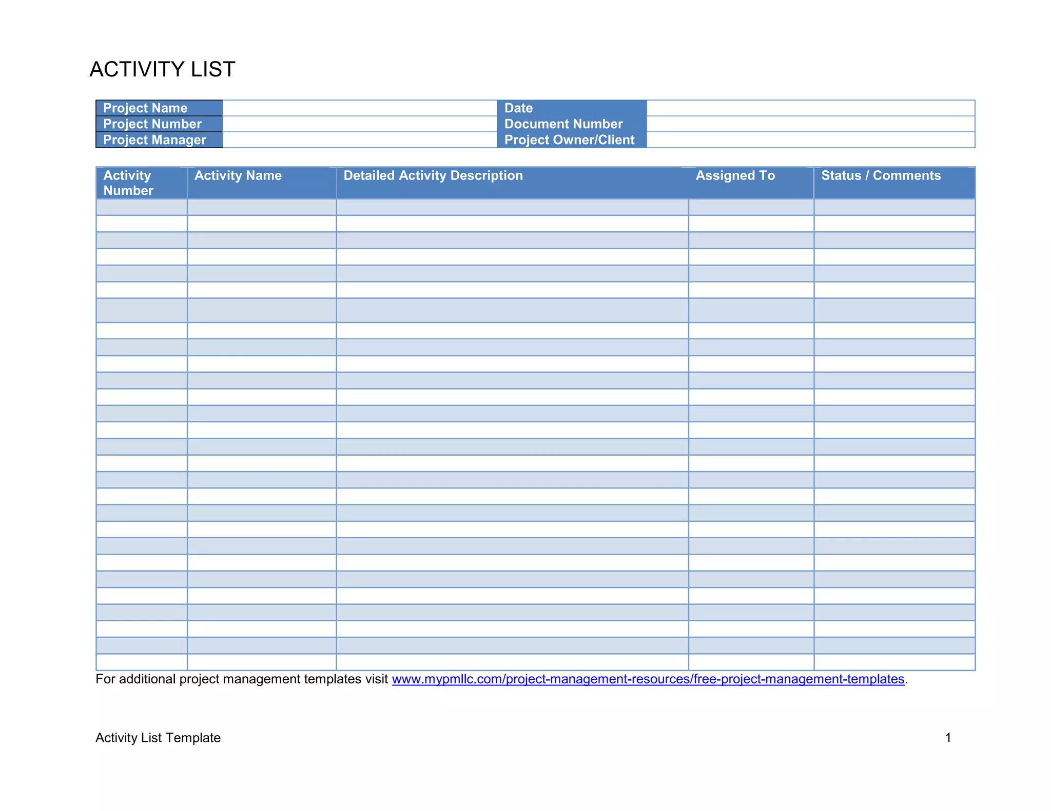 Comprehensive List Template With Suggested Content Addition - activitylisttemplatedocx