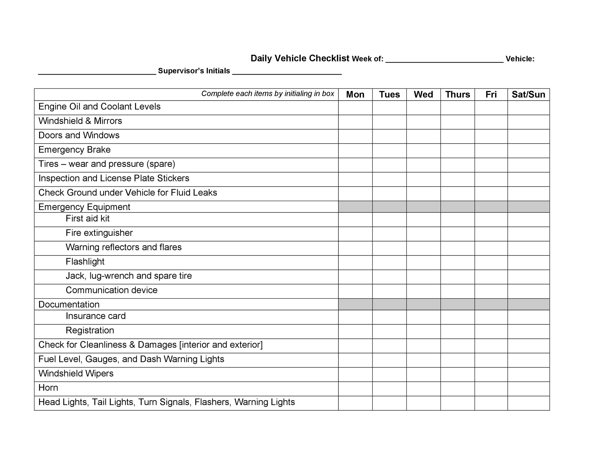 Computer Tune Up Checklist Template - vehicle maintenance log